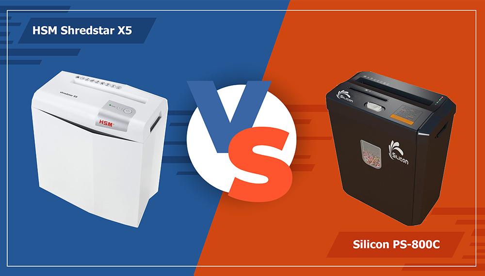 So sánh máy hủy tài liệu HSM Shredstar X5 & Silicon PS-800C